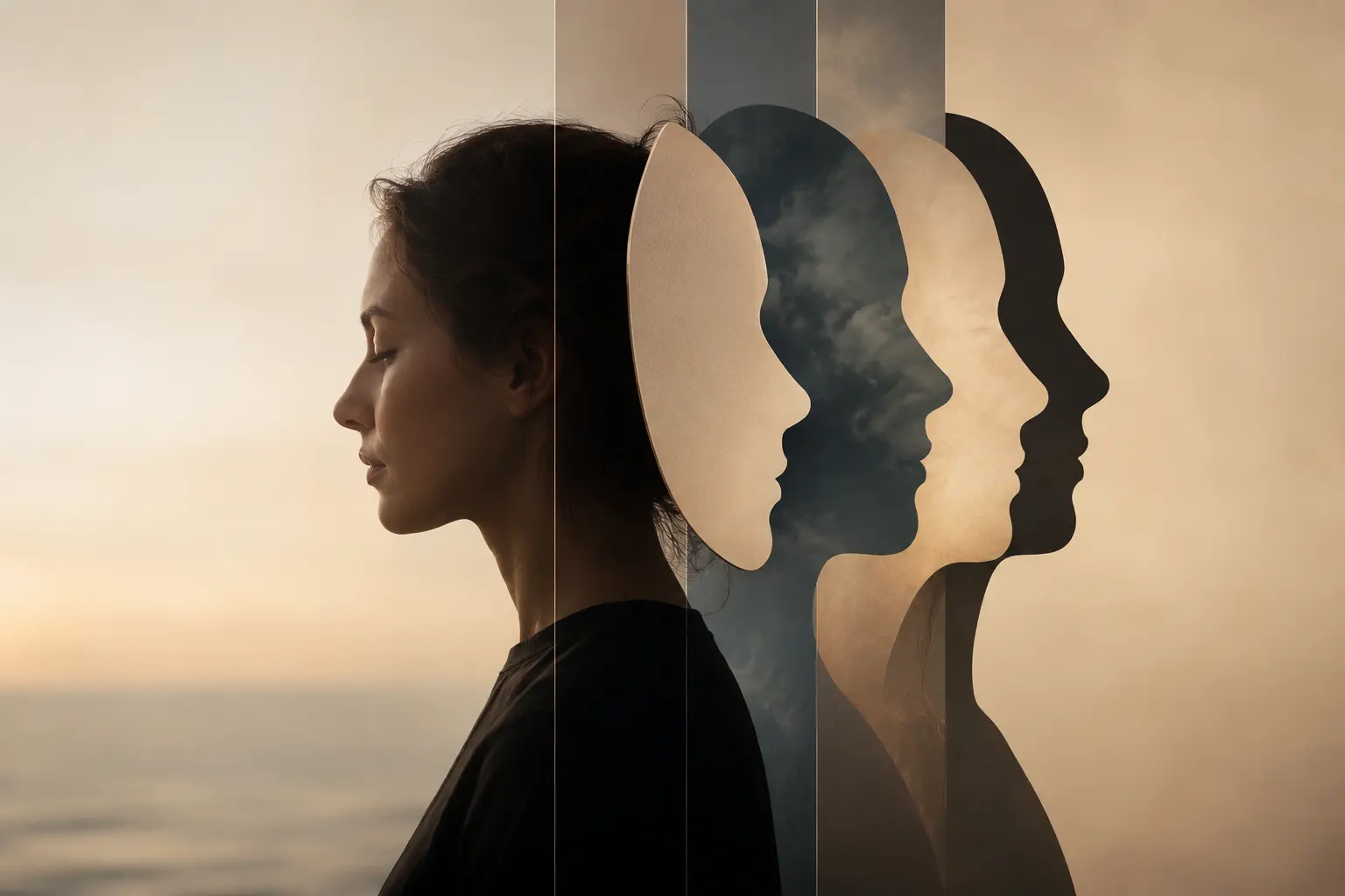 A thoughtful person reflecting on identity and the different roles we play throughout life.